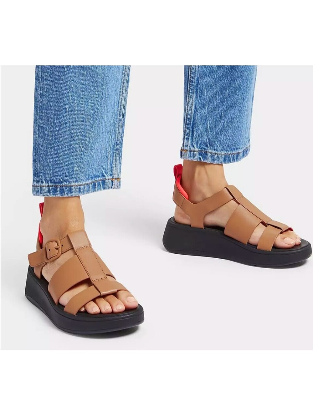 FitFlop + Leather Flatform Fisherman Sandals